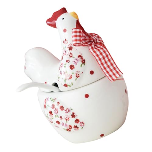 VALICLUD Frasco de Condimentos de Cerámica con Forma de Pollo para Almacenamiento Cocina Tarro Decorativo de Porcelana Tapa Selladora para Mantener para Encimeras
