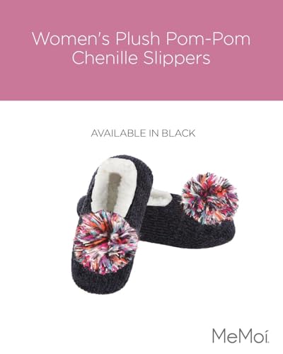 MeMoi Women's Plush Pom-Pom Chenille Slippers2