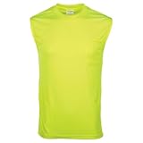 J. J. Keller & Associates, Inc. High Visibility Sleeveless T-Shirt, Moisture Wicking, Chest Pocket, Lime, XX-Large, SAFEGEAR
