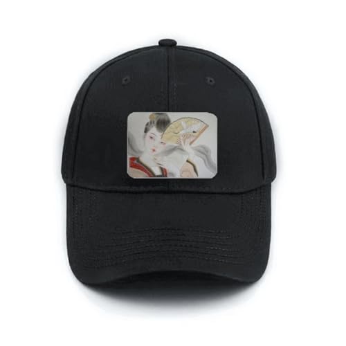 Casquette de baseball pliable noire avec peinture chinoise classique réglable pour le quotidien