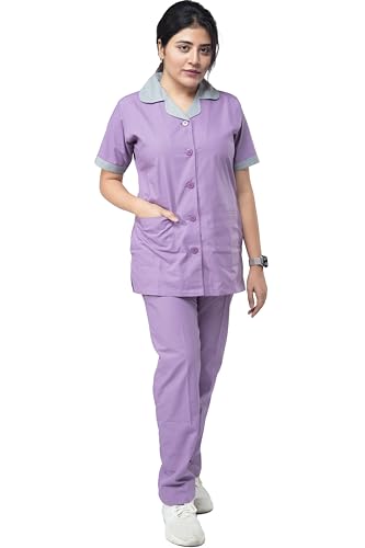 Image of UNIFORM CRAFT Female Nurse Uniform | Hospital Staff, clinics, Home Health, Nurse Uniforms for Women made of Polyester-Cotton (3XL, Lavender & Grey)
