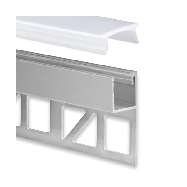 INNOVATE LED Fliesenprofil Alu Profil 2 Meter inkl. Abdeckung - Fliesen - Aluminium für LED Streifen bis 12mm Breite - 2000mm Länge