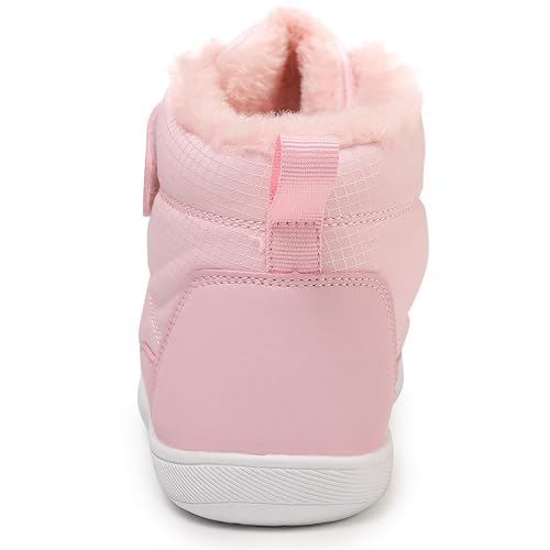 Children's winter snow boots for boys and girls, wide toe barefoot snow boots, children's high-top cotton shoes, sneakers (D2506-Pink, Toddler, 1, Digital, US Shoe System, Wide Leg Pants)4