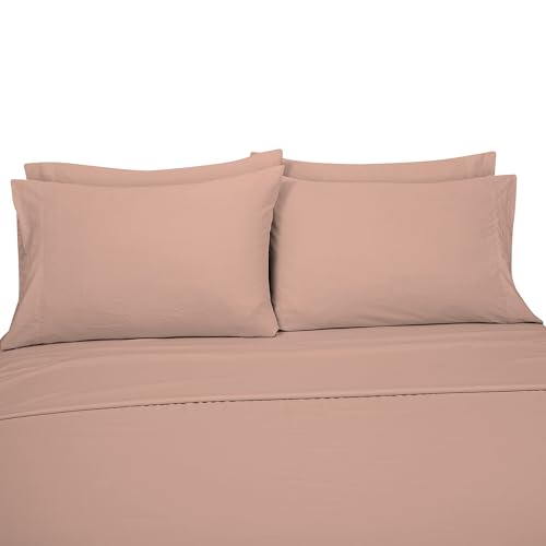 Image of ROYALE LINENS 4 Piece Full Sheets Set - Soft Brushed 1800 Microfiber Bedding - 1 Fitted and 1 Flat Sheet, 2 Pillow case - Wrinkle Free & Fade Resistant - Hotel Luxury Bed Sheets Set (Dusty Rose, Full)