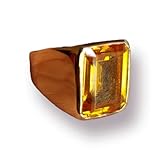 Mens Citrine Ring, Gemstone Signet Ring, 925 Solid Sterling Silver Ring, 22k Gold fill, Handmade Jew
