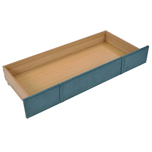 Durab Platform Bed Frame, Queen Size Storage Bed Velvet Upholstered Platform With A Big Drawer Height Adjustable Storage Bed Frame No Box Spring Needed,82.2”L X 62.2”W X (44.4 Or 48.6)”H, Blue #TOP4