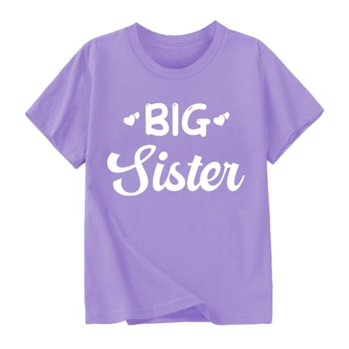Image of Biggest /Bigger /Big Sister Shirt for Toddler Girls Cotton Short Sleeve Tshirts Announcement Outfits 2-10 Years
