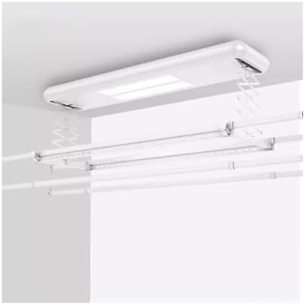 Electric Ceiling Mounted Clothes Dryer with Remote Control, Aluminium & Steel Automatic Lifting Clothes Hanger, Single Row Scissors Rack for Household, Balcony, Laundry