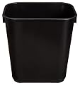 Amazon Basics Small Trash Can, Rectangular Commercial Office Wastebasket, 3 Gallon (Pack Of 2), Black (Previously AmazonCommercial brand)