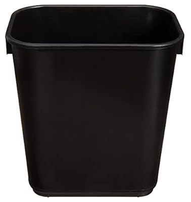 Amazon Basics Small Trash Can, Rectangular Commercial Office Wastebasket, 3 Gallon (Pack Of 2), Black (Previously AmazonCommercial brand)