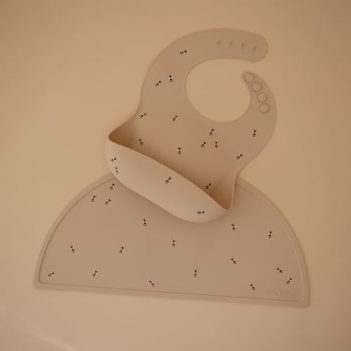 Image of mushie Silicone Baby Bib | Adjustable Fit Waterproof Bibs (Bees)