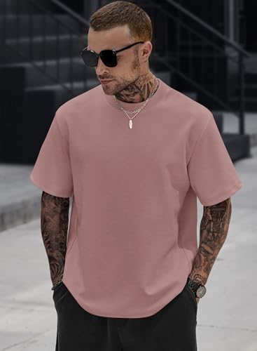 Image of Herberton Mens Oversized T-Shirts Heavyweight Cotton Stretch Fashion Thick Tee Tops (S-3XL)