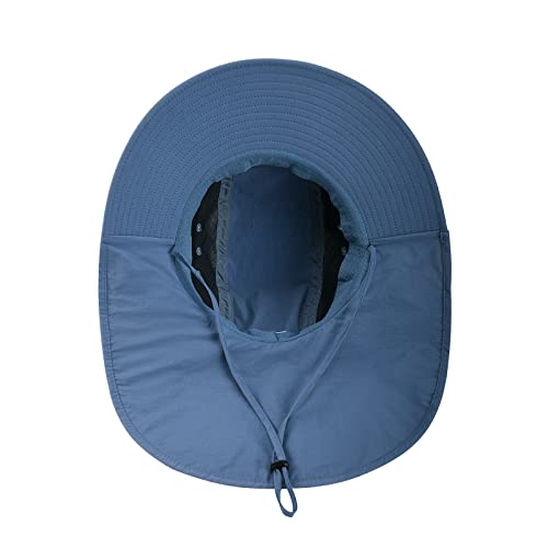 Jangoul Men Wide Brim Sun Hat With Neck Cover Fishing Cap For Outdoor Camping Hiking Gardening Lawn Field Work (Blue) #TOP3