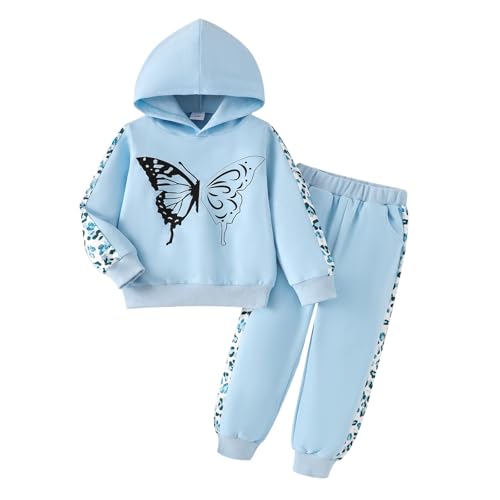 Image of Girls Clothes Fall Winter Toddler Outfits Leopard-print Hoodie Sweatshirt + Sweatpants 2 Piece Set 4-12 Years