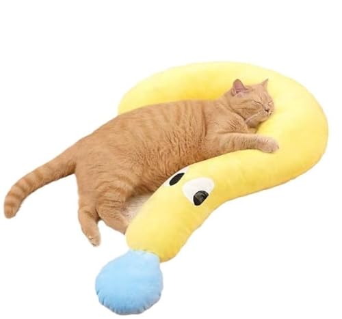 新しい犬枕、ペット疑問符枕、猫と犬の洗える枕に適しています。 (イエロー)