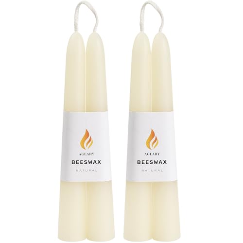 4-Pack 6 Pure Beeswax Spell Candles Clean White Meditation & Ritual