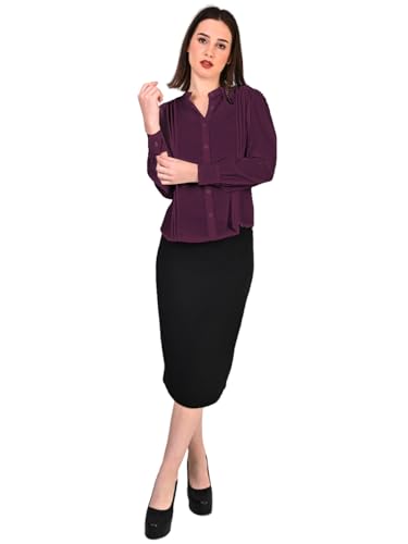 Image of Women's Regular Fit Solid Pleated Cotton Blend Shirts