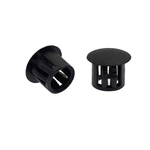 Suiwotin 60Pcs 10Mm (3/8") Black Hole Plugs Plastic Flush Type Hole Plugs Snap In Locking Hole Tube, Furniture Fencing Post Pipe Insert End Caps (Black) #TOP2