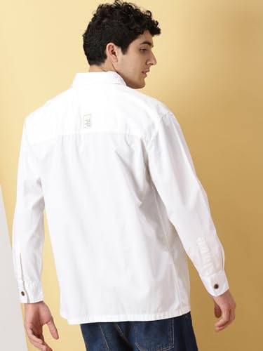 Image of Thomas Scott Men's | Solid | Full Sleeve | Oversized Fit | Cotton Blend | Spread Collar | Casual Shirt