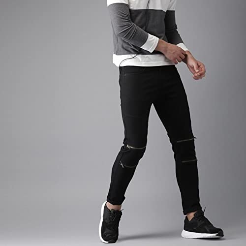 Image of CAHOOT Men's Navy Blue Tapered Dark- Wash Denim Jeans | Stretchable Cotton Mid-Rise Denim Jeans Crafted with Comfort Fit and High Performance for Everyday Wear