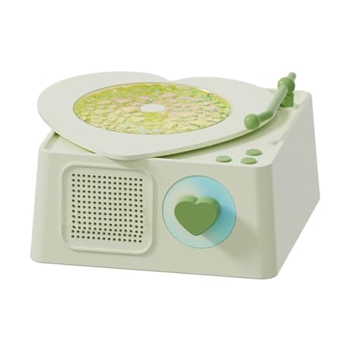 Gcerfby Tocadiscos portátil V-inyl con función de luz RGB, 13,1 x 12,5 x 8,4 cm, altavoz inalámbrico con luz LED, equipo de entretenimiento en forma de tocadiscos, diseño elegante, para decoración del