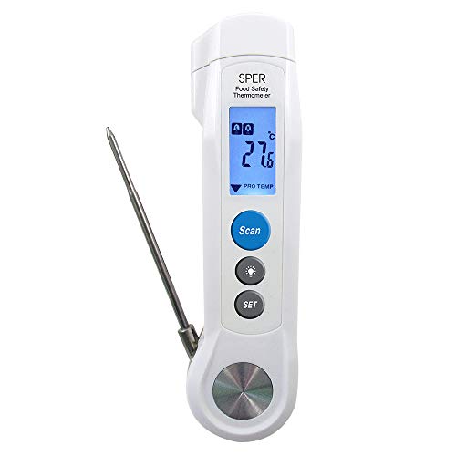 Image of Sper Scientific Dual Function Infrared & Probe Food Safety Thermometer 800115 - Non-Contact Infrared Surface Temperature & Foldable Probe for Internal Temps - Fast & Accurate for Kitchens and Grilling