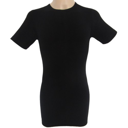 HERMKO 3847 Camiseta de Manga Corta Extra Larga para Hombre (+10 cm), Camiseta Interior de Manga 1/4, 100% algodón (canalé Fino), Größe Herren:7 (XL), Farbe:Negro
