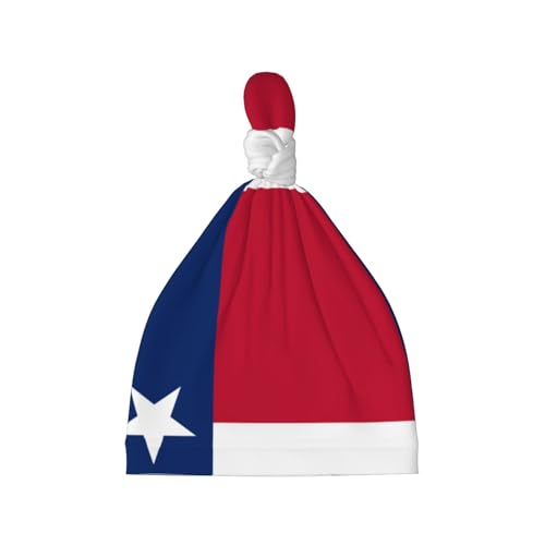 Flag of Texas Print Newborn Baby Hat, Soft Top Knotted Beanie Cap, Cute Infant Headwear for 0-6 Months Welcome Party Black
