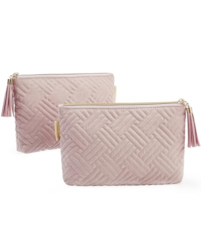 Image of Small Cosmetic Bag,BAGSMART 2Pcs [2 Pinks] or [1 Black+1 Pink] Makeup Bags,Makeup Pouch for Purse,Travel Cosmetic Organizer for Makeup Brushes Lipsticks Electonic Accessories
