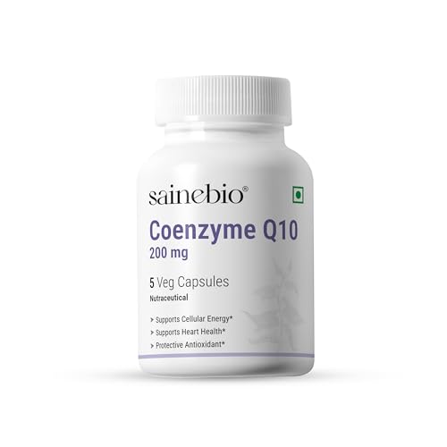 Image of Sainebio Coenzyme Q10 200 mg - High Absorption CoQ10 Supplement - Natural Energy Support - Heart & Cellular Health - 5 Capsules