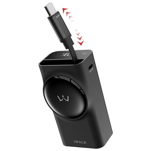 Image of iWALK Portable Charger, 10,000mAh 30W Max Compact Power Bank, Travel Essential Phone Battery Pack with 2.3 ft Retractable Cable for iPhone 17 /16 Series, iPad, Galaxy, Pixel, and More