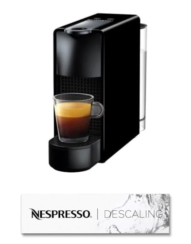 Nespresso Krups Essenza Mini XN1108 con juego descalcificador Descaling 2 x 100 ml, cafetera De'Longhi, sistema de cápsulas originales, depósito de agua 0,6 l, negro