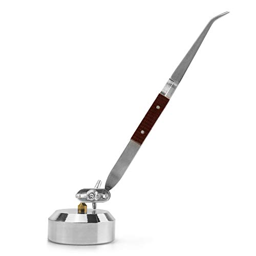 QWORK® Tercera Mano con Pinzas de Precision, Herramienta para Joyeria (Punta Curvada)