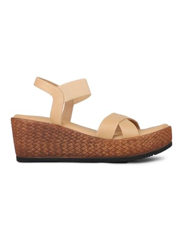 Image of Inc.5 womens Womens Beige Casual Solid Round Toe Wedge Heels Euro 35 Sandal