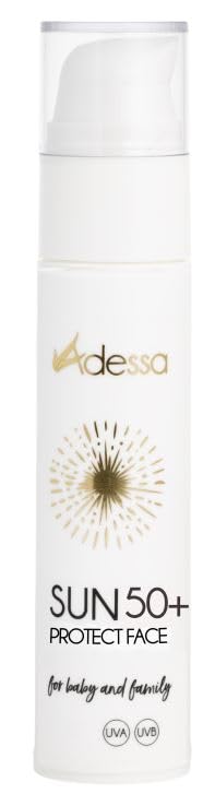 Adessa Natürliche Gesichtssonnencreme SPF 50+, Mineralischer UV-Schutz, Parfümfrei, 50 ml, für Empfindliche Haut