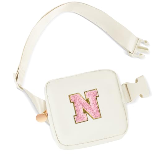 Uygafly Gifts for Girls Kids Toddler,Initial Fanny Pack Purse Cream,N