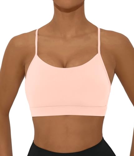 Image of Sports Bra for Women Low Impact Racerback Workout Bras Sexy Thin Straps Yoga Sport Bras with Removable Pads
