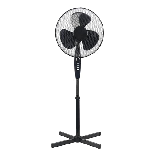 COZYBRITE Pedestal Fan Cooling 16 inch Standing Electric Oscillating Floor Fans with 3 Speed Setting Adjustable Height Tilt Angle for Living Room Bedroom Home Use FS40-3 (Black)