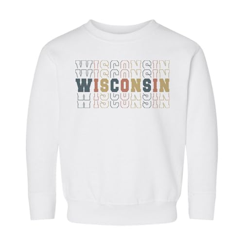 Stacked Wisconsin Kids Sweatshirt Toddler 2T White