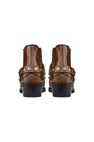 Men's Leather Crocodile Design Cowboy Western Ankle Boots with Cuban Heels and Metal Chain4