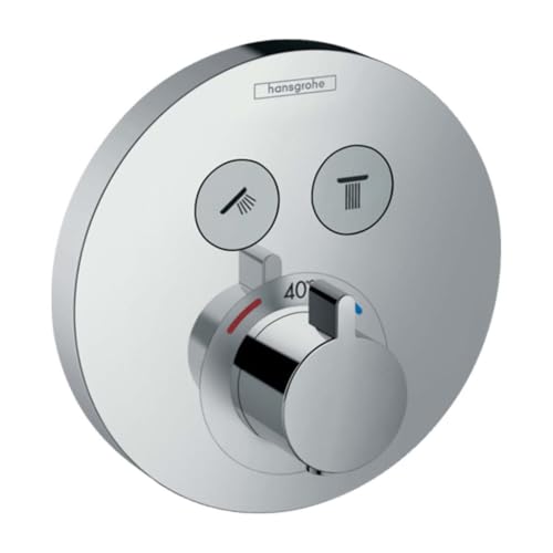 hansgrohe ShowerSelect S Set de finition pour mitigeur thermostatique encastré avec 2 fonctions, chromé, 15743000