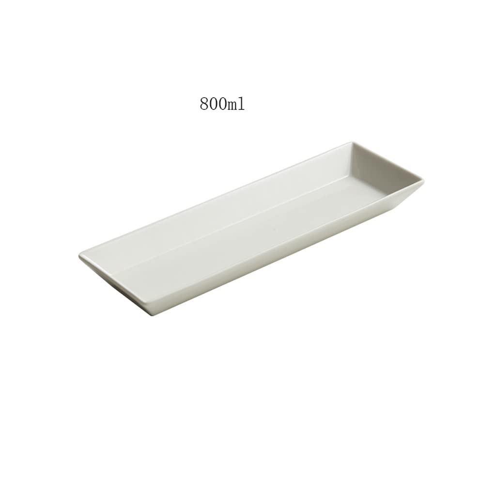 Plato llano Platos llanos grandes y modernos Plato para servir Bandeja para servir Plato de sushi rectangular de porcelana blanca Vajilla para restaurante Mood Plato frío Platos llanos apilables (Or
