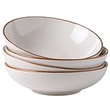 GBHOME 8.75'' Large Ceramic Pasta Bowls, 40oz Stoneware Pasta Serving Bowls Set of 4 for Kitchen, Wide Bowls for Fruit,Pasta,Salad,Oatmeal,Meal, Microwave Safe, Reactive Glaze-Off White