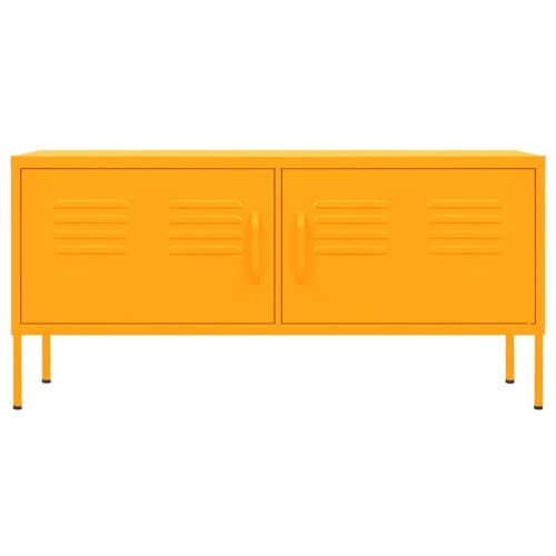 vidaXL Mueble para TV Soporte Mobiliario Aparador Armario Estante Sala de Estar Salón Dormitorio Decoración de Acero Amarillo Mostaza 105x35x50 cm - imagen 6