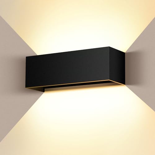 36W Applique Murale Interieur/Exterieur Blanc Chaud 3000K Étanche IP65 Angle de Faisceau réglable LED Noir Apliques Murales Moderne