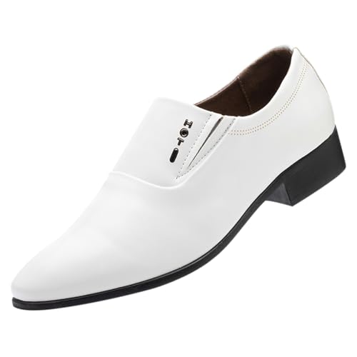 MEIbax Chaussure Homme Cuir Artificiel Chaussure Ville Brogues Chaussure Cuir Dressing Casual Classique Vintage Luxueux Discret pour Marche Costume (White, 44)