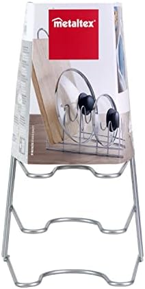 Metaltex Pot Lid and Chopping Board Holder, Polytherm Metallic, Silver, 28 x 16 x 14 cm