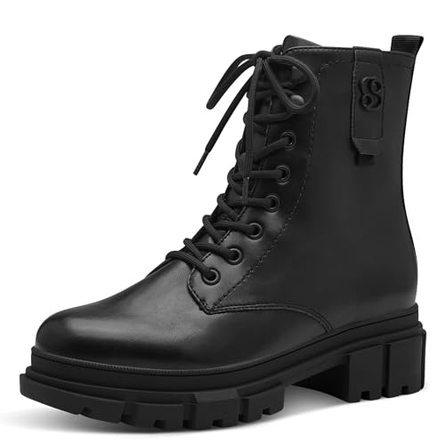 s.Oliver Damen Stiefeletten ohne Absatz zum Schnüren Vegan, Schwarz (Black), 39 EU