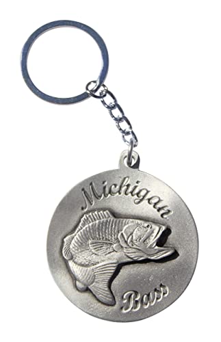 Hastings Pewter Company Lead Free Pewter Fish Keychain Michigan Bass