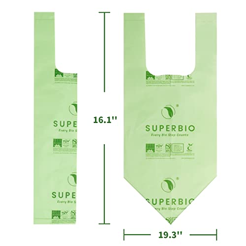 Superbio 1.6 Gallon Compostable Handle Tie Garbage Bags, Small Trash Bags With Handles For Countertop Bin Us Bpi & Europe Ok Compost Certified (Green, 50 Count (Pack Of 1)) #TOP1